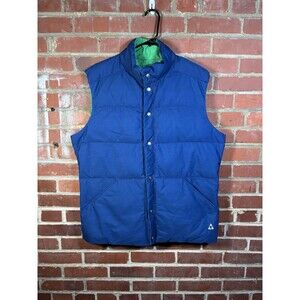 Vintage 80s Gerry Reversible Puffer Vest Blue Green Snaps USA Made Adult XL